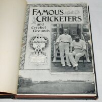 'Famous Cricketers & Cricket Grounds'. C.W. Alcock. London 1895. Bound in black quarter leather with title in gilt to spine, red speckled page edges. Some wear to boards, otherwise in good condition - cricket