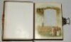 'Olympia' Victorian combined photograph album and musical box c1890. Designed by W.H.S. Thompson, H. Bunnett and others, made in Germany. The heavy leather bound album with padded boards embossed to the front with gilt title 'Olympia' and decorative borde - 3