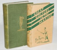 'Great Golfers. Their Methods at a Glance'. George W. Beldam. Macmillan & Co, London 1904. Bound in hard covers with green cloth, gilt to top page edges, gilt illustration of golfer on front cover. Slight wear to spine and bumping to corners otherwise in 