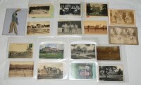 Tennis postcards late 1890s onwards. Early postcard album comprising a collection of twenty five mainly tennis related postcards from early 1900s onwards, the majority real photographs depicting tennis players, also humour, Wimbledon etc. Also a modern al