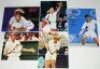 Tennis and squash 1990s. Nine original colour press photographs including Lindsay Davenport, Conchita Martinez (both signed), Anna Kournikova, Steffi Graf, Martina Navratilova, Pat Cash, Jim Courier, Greg Rusedski, Pete Sampras etc. Each 10"x8". Also two - 2