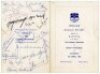 'Chelsea Supporters Club Thirteenth Annual Dinner' 1965. Official menu for the dinner held at The Penthouse Restaurant, Barkers of Kensington, 3rd April 1965. The folding menu signed in ink to the rear page by twenty four attendees including players, offi