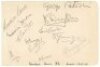 Swindon Town F.C. 1947/48. Album page signed in pencil by twelve Swindon Town players. Signatures are Owen, Jones, Painter, Ithell, Emery, Kaye, Lucas, Paterson, Dryden, Boulton, Young and Maguire. Light fold, small adhesive marks to verso, otherwise in g