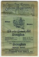 Queen's Park Rangers v Millwall. Season 1924/25. Official programme for the Southern League Division three match played at Loftus Road on Saturday 25th October 1924. Three horizontal folds to programme, some wear and age toning to programme wrappers, mino