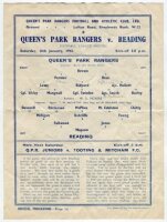 Queen's Park Rangers. Season 1942/43. Official war-time single sheet home programmes v Reading (Football League South, 16/1) and v Watford (Friendly, 26/4). Light folds to both programmes, the Reading programme with pencil annotation to 'field of play', t