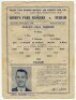 Queen's Park Rangers. Season 1943/44. Three official war-time Football League South single sheet home programmes v Brighton (12/2), Luton Town (London War Cup, 25/3) and v Fulham (22/4). Light folds to all three programmes, ink annotation to the 'field of - 3