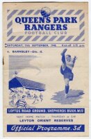 Queen's Park Rangers home programmes. Season 1948/49. Excellent complete run of twenty three League Division 2 home match programmes for the season. The matches are Blues v Reds (Public Practice Match, 14/8), Leicester City (26/8), Bradford City (28/8), C