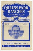 Queen's Park Rangers home programmes. Season 1949/50. Excellent, almost complete run of twenty two League Division 2, Cup and friendly home match programmes for the season. The matches are Blues v Reds (Public Practice Match, 13/8), Brentford (24/8), Sout