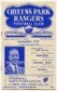 Queen's Park Rangers home programmes. Season 1952/53. Excellent complete run of twenty six League Division 3 (South), Cup and friendly home match programmes for the season. The matches are Blues v Reds (Public Practice Match, 16/8), Watford (25/8), Covent