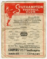 Queen's Park Rangers away programmes. Season 1945/46. Five F.A. Cup and League Cup away match programmes for the season. The matches are v Crystal Palace (FAC3, 2nd replay,16/1, played at Fulham), Southampton (FAC4, 26/1), Brentford (FAC5, replay 14/2), v