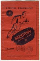 Queen's Park Rangers away programmes. Season 1949/50. Eleven Division 2 and friendly away match programmes for the season. The matches are v Brentford (31/8), Coventry City (3/9), Sheffield Wednesday (15/10), Chesterfield (29/10), Leicester City (12/11), 