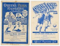 Queen's Park Rangers Reserves home programmes. Seasons 1935/36 and 1937/38. Three official programmes for London Combination home matches played at Loftus Road, v Reading Reserves 2nd November 1935 with scores annotated in ink to back page, very faint ann