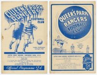 Queen's Park Rangers Reserves home programmes. Seasons 1937/38 and 1938/39. Four official programmes for London Combination home matches played at Loftus Road, v Bristol City Reserves 2nd April 1938 with rusting to staple, light folds, otherwise in good c