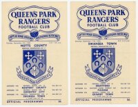 Queen's Park Rangers Reserves home programmes. Seasons 1960/61-1969/70. Twenty seven official programmes in two binders for Football Combination League and Cup, Youth Cup, London Challenge Cup, and London Mid-Week League for home matches played at Loftus 