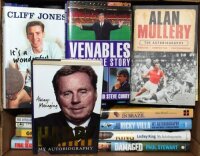 Tottenham Hotspur. Box comprising over twenty signed biographies and club histories, mainly hardbacks with good dustwrappers. Signed autobiographies include Jimmy Greaves, Alan Mullery, John Gorman, Ossie Ardlies, Martin Chivers, Cliff Jones, Harry Redkna