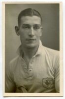 James Fullwood. Tottenham Hotspur 1934-1938. Mono real photograph postcard of Fullwood, head and shoulders, in Spurs shirt. W.J. Crawford of Edmonton. Very good condition Postally unused - football<br><br>Fullwood joined Tottenham Hotspur in 1934 and pla