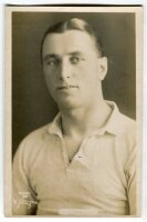 Horace Lowe. Tottenham Hotspur 1914-1927. Mono real photograph postcard of Lowe, head and shoulders, in Spurs shirt. Name 'A. Lowe' in box to lower border. W.J. Crawford of Edmonton. Very good condition Postally unused - football<br><br>Harry Lowe, a cen