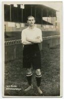 William James Minter. Tottenham Hotspur 1907-1920. Mono real photograph postcard of Minter, full length, in Spurs attire. Jones Bros of Tottenham. Postally unused. Some surface marks to image otherwise in good+ condition - football
