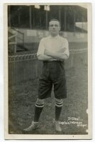 Daniel Steel. Tottenham Hotspur 1908-1912. Early mono real photograph postcard of Steel, full length, in Spurs attire Title to lower border 'D. Steel. Captain, Tottenham Hotspur'. F.W. Jones of Tottenham postcard. Postally unused. Minor surface marks othe