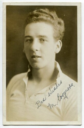 Michael Cosgrove. Tottenham Hotspur 1921-23. Sepia real photograph postcard of Cosgrove, head and shoulders, in Spurs shirt. Nicely signed in ink 'Best Wishes M. Cosgrove'. Appears to be W.J. Crawford of Edmonton postcard. Postally unused. Very good condi