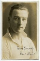 David Leslie Moir. Tottenham Hotspur 1921-1923. Sepia real photograph postcard of Moir, head and shoulders, in Spurs shirt. Nicely signed in ink 'Yours sincerely, Dave Moir'. Appears to be W.J. Crawford of Edmonton postcard. Postally unused. Very good con