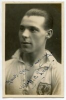 William Henry Charles Lane. Tottenham Hotspur 1923-1926. Mono real photograph postcard of Lane, head and shoulders, in Spurs shirt. Nicely signed in ink 'Yours very sincerely, W.H.C. Lane'. Appears to be W.J. Crawford of Edmonton postcard. Postally unused