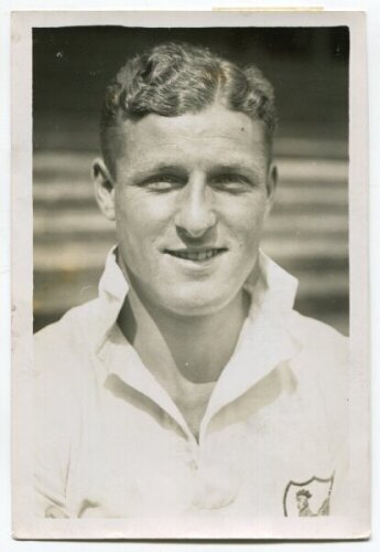George Albert Ludford. Tottenham Hotspur 1936-1950. Mono postcard size real photograph of Ludford, head and shoulders, in Spurs shirt. Photograph by Dailypress Photographic Agency, with stamp to back. 4"x6". Good+ condition - football<br><br>George Ludfor