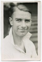 Leslie Roy Miller. Tottenham Hotspur 1936-1939. Mono postcard size real photograph of Miller, head and shoulders, in Spurs shirt. Photograph by Dailypress Photographic Agency, with stamp to back. 4"x6". Good+ condition - football<br><br>Miller joined Tot