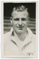 James Banes Blyth. Tottenham Hotspur 1936-1937. Mono postcard size real photograph of Blyth, head and shoulders, in Spurs shirt. Photograph by Dailypress Photographic Agency, with stamp to back. 4"x6". Good+ condition - football<br><br>Jim Blyth joined To