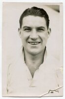 David Wilson Colquhoun. Tottenham Hotspur 1931-1935. Mono postcard size real photograph of Colquhoun, head and shoulders, in Spurs shirt. Photograph by Dailypress Photographic Agency, with stamp to back. 4"x6". Bottom right hand corner crease with small t