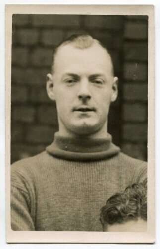 Allan Taylor. Tottenham Hotspur 1939-1936. Mono postcard size real photograph of goalkeeper Taylor, head and shoulders, in Spurs jersey. Title printed to back 'Taylor. Tottenham Hotspur'. Photograph by A. Wilkes & Son, West Bromwich, with stamp to back. 3