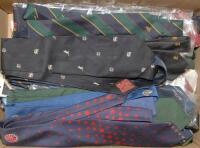 Cricket ties. Good collection of over seventy five cricket and sporting ties. Includes Hampshire C.C.C. John Player Champions 1975, Nottinghamshire C.C.C. County Champions 1981, England v South Africa 'Rebel' tour tie 1982, Western Australia C.A tie, Cent