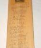 Kent v Surrey 1951. Split and hinged cricket stump signed to the inside face by the two teams who played their County Champion ship match at Blackheath on the 16th-19th June 1951. Twenty two signatures signed in ink including Clark, Wright, Ufton, Fagg, E - 4