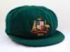 Ronald Graham Archer. Queensland & Australia 1951/52-1958/59. Australian dark myrtle green wool test cap worn by Ron Archer during the Australian Test tour of England in 1953. The cap, by Farmers of Sydney, embroidered with the Australia emblem and below - 2