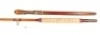 A Hardy "No.4 Salt Water" cane big game rod, 6'10", 23lbs t/c, crimson silk wraps, detachable wooden handle with brass screw grip reel fitting, studlock joint and felt foregrip, Sildur bridge rings, over and under top eye, 1947, slight crazing to varnish