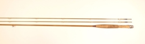A Thomas & Thomas "Special Trouter" 2 piece (2 tips) cane brook trout rod, 7'6", #4/5, honey silk wraps, sliding alloy reel fitting, suction joint, snake rings, light use only, in bag and alloy tube