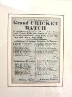 ‘A Correct Statement of the Grand Cricket Match, at Nottingham between Eleven of the Sherwood Forest Club [Nottingham], and Eleven of the Leicester newly established County Club, on the 12th, 13th, and 14th of July, 1825’. Original and early handbill with