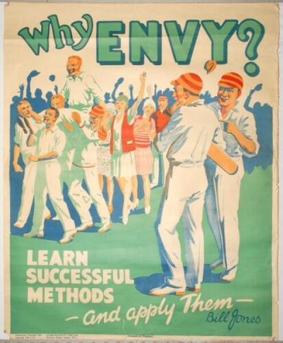 ‘Why Envy? Learn Successful Methods and apply Them. Bill Jones’ 1928. Original colour motivational ‘life-coaching’ poster published by Parker-Holladay & Co., London, who created the character, Bill Jones, to encourage good workplace behaviour and improve 