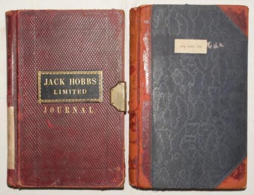 John Berry ‘Jack’ Hobbs. Surrey & England 1905-1934. Two original ledgers/ journals relating to Hobbs’ sports business, ‘Jack Hobbs Limited’. One leather bound leather with brass clasp, comprises accounts for the period 4th October 1919 to 31st December 1