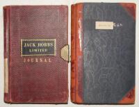 John Berry ‘Jack’ Hobbs. Surrey & England 1905-1934. Two original ledgers/ journals relating to Hobbs’ sports business, ‘Jack Hobbs Limited’. One leather bound leather with brass clasp, comprises accounts for the period 4th October 1919 to 31st December 1