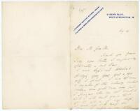 E.B. Noel to Alfred J. Gaston, cricket follower, writer and collector. Two handwritten letters from Noel to Gaston. In one, a two page letter in ink on Queen’s Club, West Kensington letterhead dated ‘Aug 14’, Noel writes to say ‘I have duplicate Wisdens o