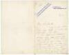 E.B. Noel to Alfred J. Gaston, cricket follower, writer and collector. Two handwritten letters from Noel to Gaston. In one, a two page letter in ink on Queen’s Club, West Kensington letterhead dated ‘Aug 14’, Noel writes to say ‘I have duplicate Wisdens o