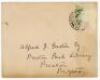 Philip Christian William Trevor to Alfred J. Gaston, cricket follower, writer and collector. Small plain postcard addressed to Gaston, date stamped 1905, with handwritten note thanking Gaston for ‘kindly sending the newspaper cutting relative to my little - 2