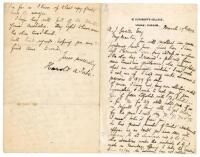 Harold Aubrey Tate, writer, to Alfred J. Gaston, cricket follower, writer and collector. A four page handwritten letter from Tate to Gaston, dated 17th March 1892. Writing from St. Cuthbert’s College, Ushaw, Durham, Tate is enquiring on the availability o