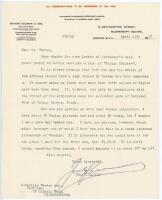 J.W. Goldman, cricket author and collector. Single page typed letter written to George Neville Weston dated 12th April 1938 on Isadore Goldman & Son, Solicitors, headed paper. Goldman thanks Weston for his letter saying, ‘I plead guilty to having sent you