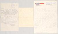 West Indies and South African Test cricketers signed letters. Three handwritten letters from Test cricketers including John Cameron (two Tests for West Indies 1939) offering one of his caps, and South Africans, Percy Mansell (13 Tests 1951-1955) replying 