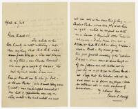 Gilbert Laird Jessop. Gloucestershire, Cambridge University, London County & England 1894-1914. Nice two page handwritten letter dated 16th April 1948 written to ‘Dear Arkell’. Jessop comments on an article on the ‘Old County’ which he found to be ‘most i