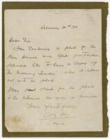 Charles Burgess Fry, Sussex & England 1892-1921. Single page handwritten letter from Fry, dated 21st February 1911. Writing from the T.S. Mercury, Fry is enclosing ‘a photo of the Boy Driver[?] & a few particulars. I should like to have a copy of the “Mor