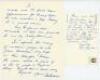 Alec Bedser. Surrey & England 1939-1960. Three page handwritten letter from Bedser dated 7th February 1986 in which Bedser laments the trend of modern players not wearing cricket caps, ‘the cap does not appear to mean the same to them as it did to us’, an - 2