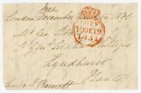 Charles James Barnett. M.C.C. 1820-1837. Original signed free-front envelope to a Mr Geo. Stokes and Lt. Gen. Sir Chas Phillips, of Lyndhurst, Hampshire, dated and sent from ‘London, December nineteen 1831’. Nicely signed ‘Charles J. Barnett’ in black ink